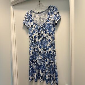 Floral Blue and White Dress